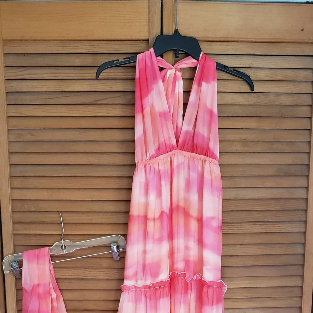 Pink & Orange Halter Dress